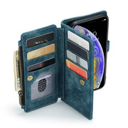 For iPhone XS Max CaseMe-C30 PU + TPU Multifunctional Horizontal Flip Leather Case with Holder & Card Slot & Wallet & Zipper Pocket(Blue)
