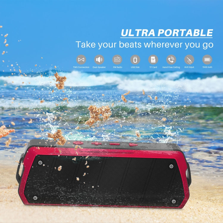 NewRixing NR-5000 IPX5 High Fidelity Bluetooth Speaker, Support Hands-free Call / TF Card / FM / U Disk(Red) - free shipping - PMC Jewellery - Order now!