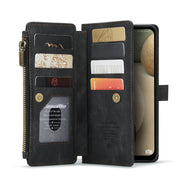 For Samsung Galaxy A12 CaseMe-C30 PU + TPU Multifunctional Horizontal Flip Leather Case with Holder & Card Slot & Wallet & Zipper Pocket(Black)