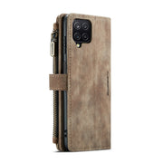 For Samsung Galaxy A12 CaseMe-C30 PU + TPU Multifunctional Horizontal Flip Leather Case with Holder & Card Slot & Wallet & Zipper Pocket(Brown)
