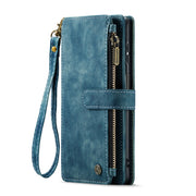 For Samsung Galaxy A12 CaseMe-C30 PU + TPU Multifunctional Horizontal Flip Leather Case with Holder & Card Slot & Wallet & Zipper Pocket(Blue)