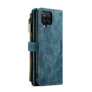 For Samsung Galaxy A12 CaseMe-C30 PU + TPU Multifunctional Horizontal Flip Leather Case with Holder & Card Slot & Wallet & Zipper Pocket(Blue)