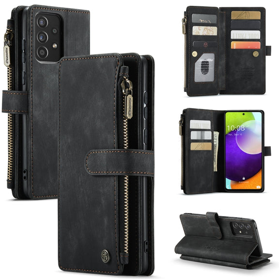 For Samsung Galaxy A52 5G / 4G CaseMe-C30 PU + TPU Multifunctional Horizontal Flip Leather Case with Holder & Card Slot & Wallet & Zipper Pocket(Black)