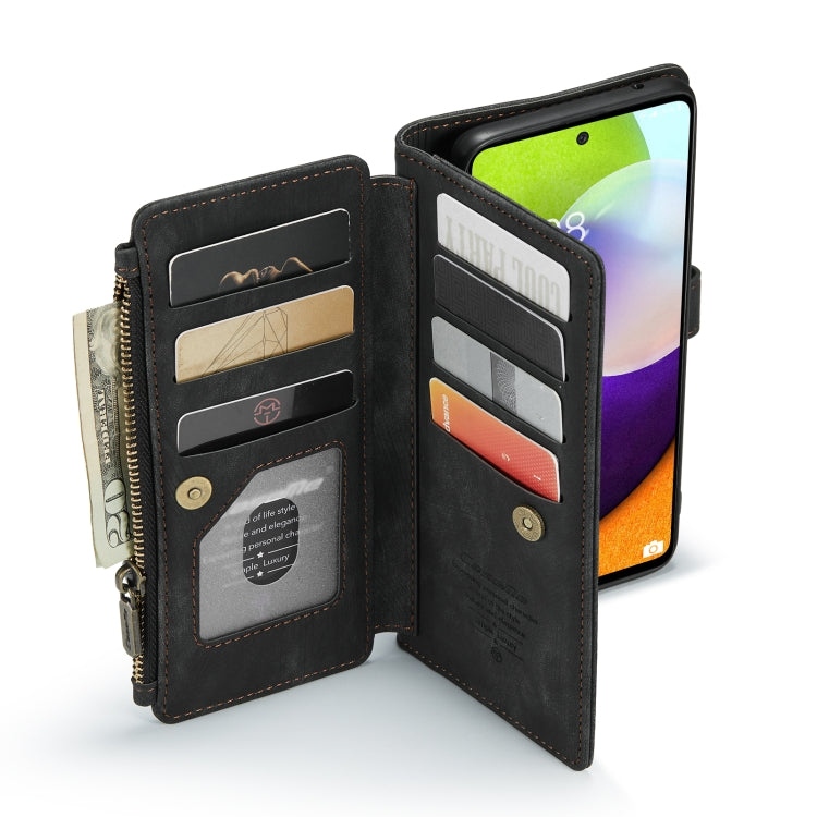 For Samsung Galaxy A52 5G / 4G CaseMe-C30 PU + TPU Multifunctional Horizontal Flip Leather Case with Holder & Card Slot & Wallet & Zipper Pocket(Black) - free shipping - PMC Jewellery - Order now!