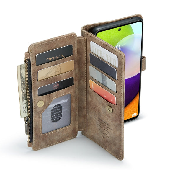 For Samsung Galaxy A52 5G / 4G CaseMe-C30 PU + TPU Multifunctional Horizontal Flip Leather Case with Holder & Card Slot & Wallet & Zipper Pocket(Brown)