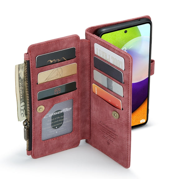 For Samsung Galaxy A52 5G / 4G CaseMe-C30 PU + TPU Multifunctional Horizontal Flip Leather Case with Holder & Card Slot & Wallet & Zipper Pocket(Red)