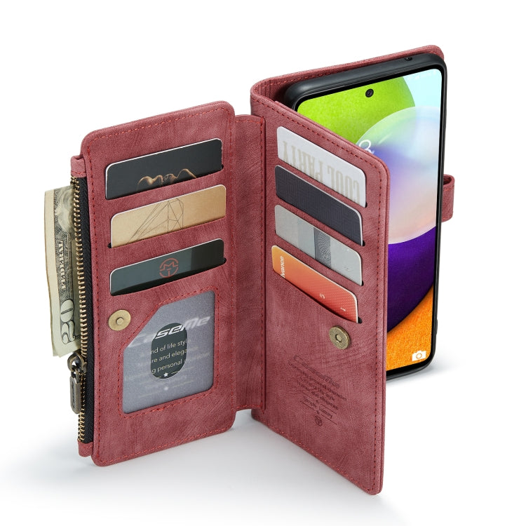 For Samsung Galaxy A52 5G / 4G CaseMe-C30 PU + TPU Multifunctional Horizontal Flip Leather Case with Holder & Card Slot & Wallet & Zipper Pocket(Red)