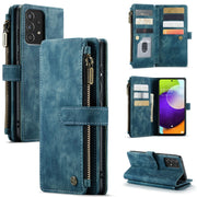 For Samsung Galaxy A52 5G / 4G CaseMe-C30 PU + TPU Multifunctional Horizontal Flip Leather Case with Holder & Card Slot & Wallet & Zipper Pocket(Blue)