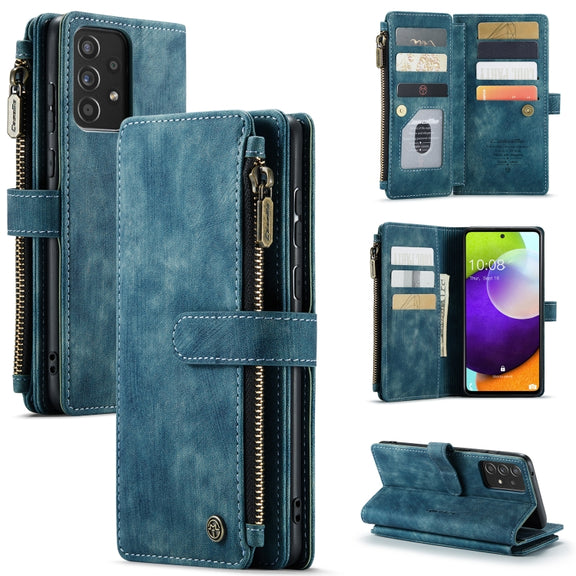 For Samsung Galaxy A52 5G / 4G CaseMe-C30 PU + TPU Multifunctional Horizontal Flip Leather Case with Holder & Card Slot & Wallet & Zipper Pocket(Blue)