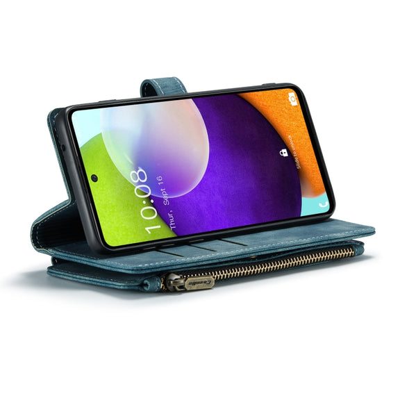 For Samsung Galaxy A52 5G / 4G CaseMe-C30 PU + TPU Multifunctional Horizontal Flip Leather Case with Holder & Card Slot & Wallet & Zipper Pocket(Blue)