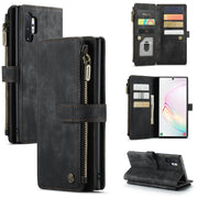 For Samsung Galaxy Note10+ CaseMe-C30 PU + TPU Multifunctional Horizontal Flip Leather Case with Holder & Card Slot & Wallet & Zipper Pocket(Black)