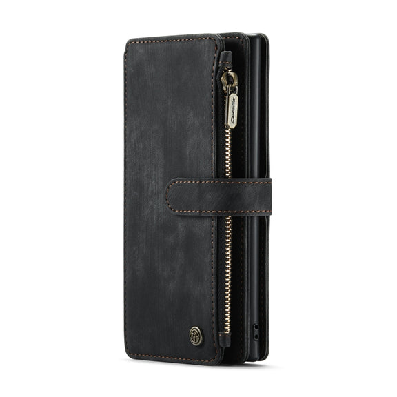 For Samsung Galaxy Note10+ CaseMe-C30 PU + TPU Multifunctional Horizontal Flip Leather Case with Holder & Card Slot & Wallet & Zipper Pocket(Black)