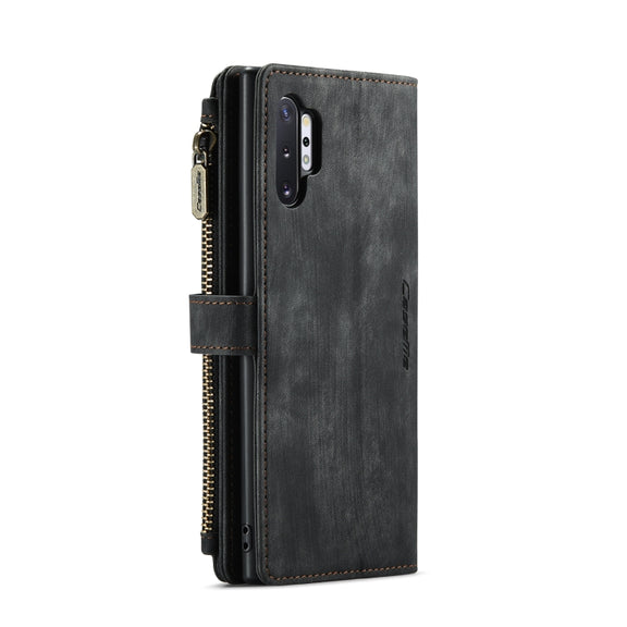 For Samsung Galaxy Note10+ CaseMe-C30 PU + TPU Multifunctional Horizontal Flip Leather Case with Holder & Card Slot & Wallet & Zipper Pocket(Black)