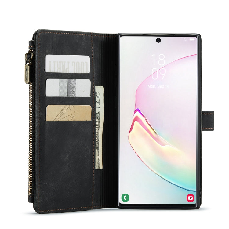 For Samsung Galaxy Note10+ CaseMe-C30 PU + TPU Multifunctional Horizontal Flip Leather Case with Holder & Card Slot & Wallet & Zipper Pocket(Black) - free shipping - PMC Jewellery - Order now!