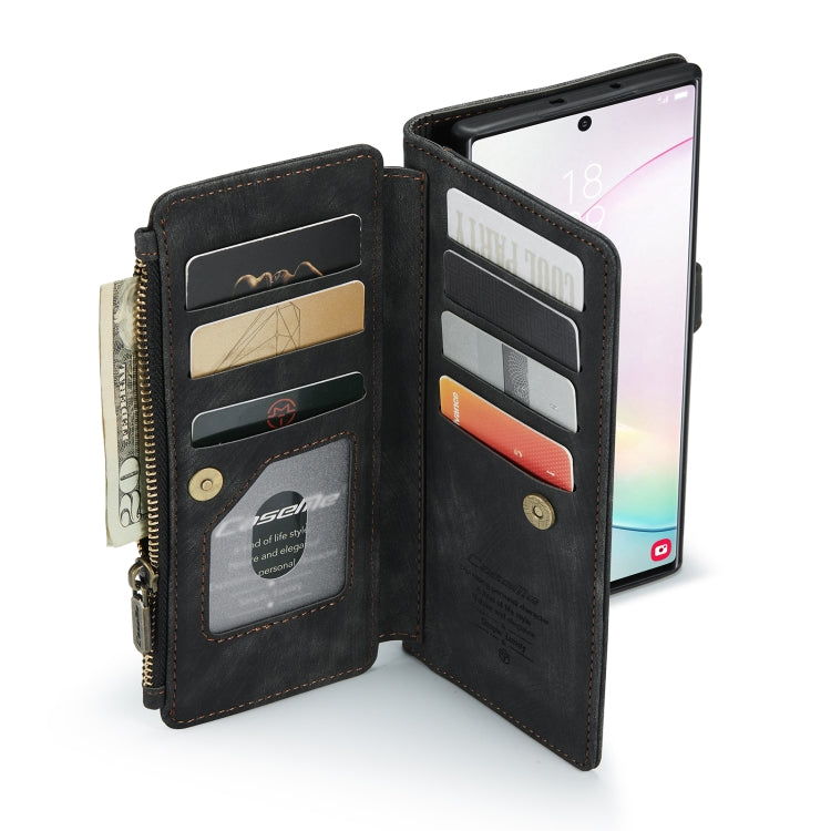 For Samsung Galaxy Note10+ CaseMe-C30 PU + TPU Multifunctional Horizontal Flip Leather Case with Holder & Card Slot & Wallet & Zipper Pocket(Black)