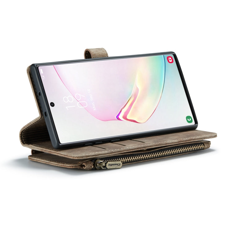 For Samsung Galaxy Note10+ CaseMe-C30 PU + TPU Multifunctional Horizontal Flip Leather Case with Holder & Card Slot & Wallet & Zipper Pocket(Brown)