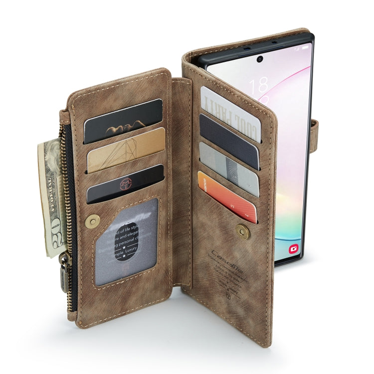 For Samsung Galaxy Note10+ CaseMe-C30 PU + TPU Multifunctional Horizontal Flip Leather Case with Holder & Card Slot & Wallet & Zipper Pocket(Brown)