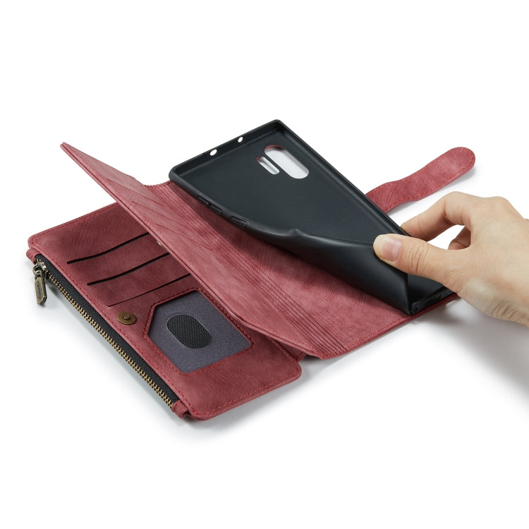 For Samsung Galaxy Note10+ CaseMe-C30 PU + TPU Multifunctional Horizontal Flip Leather Case with Holder & Card Slot & Wallet & Zipper Pocket(Red)