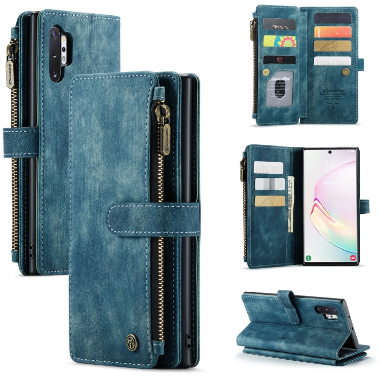 For Samsung Galaxy Note10+ CaseMe-C30 PU + TPU Multifunctional Horizontal Flip Leather Case with Holder & Card Slot & Wallet & Zipper Pocket(Blue) - free shipping - PMC Jewellery - Order now!