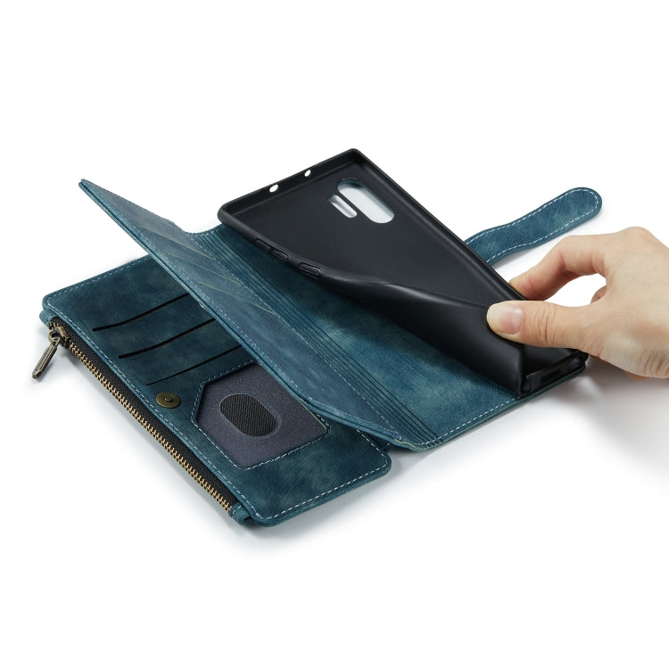 For Samsung Galaxy Note10+ CaseMe-C30 PU + TPU Multifunctional Horizontal Flip Leather Case with Holder & Card Slot & Wallet & Zipper Pocket(Blue) - free shipping - PMC Jewellery - Order now!