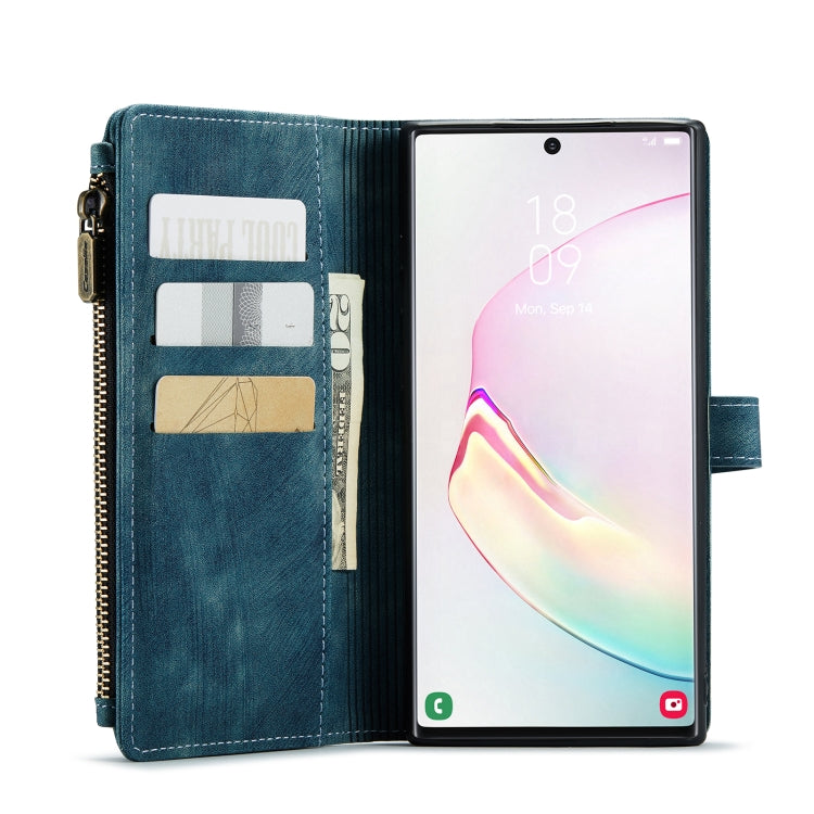 For Samsung Galaxy Note10+ CaseMe-C30 PU + TPU Multifunctional Horizontal Flip Leather Case with Holder & Card Slot & Wallet & Zipper Pocket(Blue) - free shipping - PMC Jewellery - Order now!