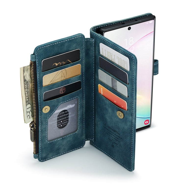 For Samsung Galaxy Note10+ CaseMe-C30 PU + TPU Multifunctional Horizontal Flip Leather Case with Holder & Card Slot & Wallet & Zipper Pocket(Blue) - free shipping - PMC Jewellery - Order now!