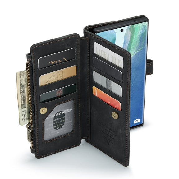 For Samsung Galaxy Note20 Ultra CaseMe-C30 PU + TPU Multifunctional Horizontal Flip Leather Case with Holder & Card Slot & Wallet & Zipper Pocket(Black)