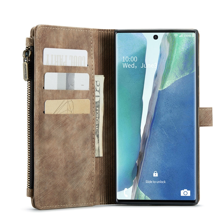 For Samsung Galaxy Note20 Ultra CaseMe-C30 PU + TPU Multifunctional Horizontal Flip Leather Case with Holder & Card Slot & Wallet & Zipper Pocket(Brown)