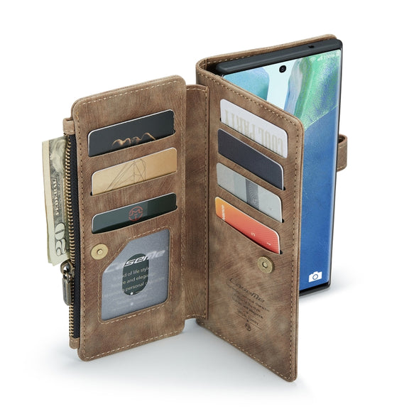 For Samsung Galaxy Note20 Ultra CaseMe-C30 PU + TPU Multifunctional Horizontal Flip Leather Case with Holder & Card Slot & Wallet & Zipper Pocket(Brown)