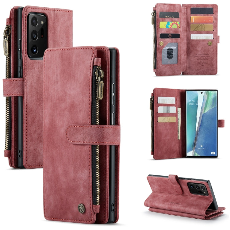For Samsung Galaxy Note20 Ultra CaseMe-C30 PU + TPU Multifunctional Horizontal Flip Leather Case with Holder & Card Slot & Wallet & Zipper Pocket(Red) - free shipping - PMC Jewellery - Order now!