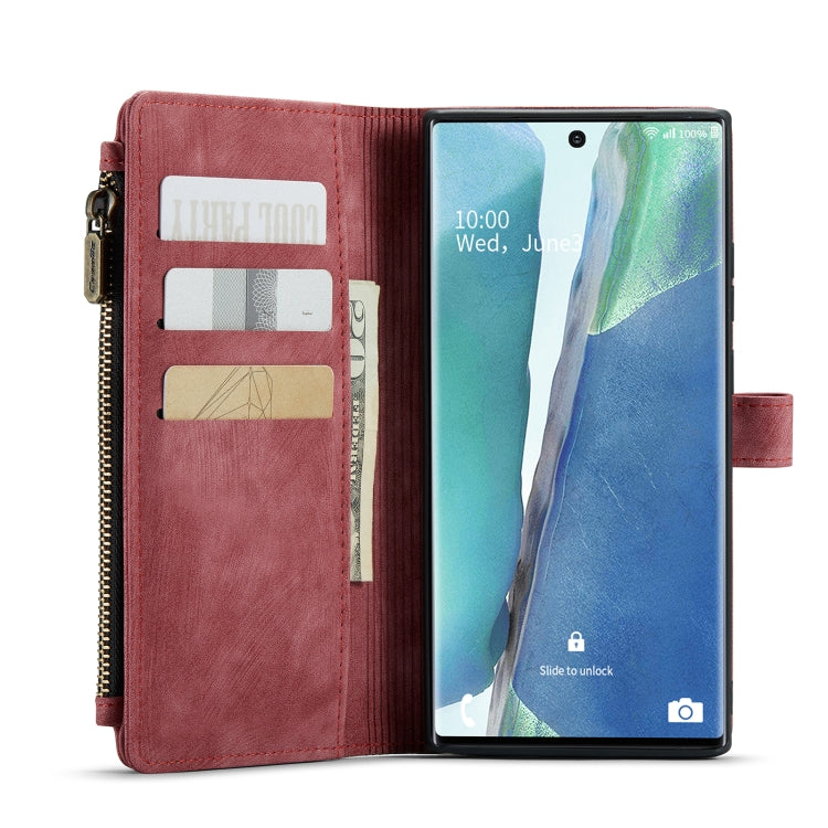 For Samsung Galaxy Note20 Ultra CaseMe-C30 PU + TPU Multifunctional Horizontal Flip Leather Case with Holder & Card Slot & Wallet & Zipper Pocket(Red) - free shipping - PMC Jewellery - Order now!