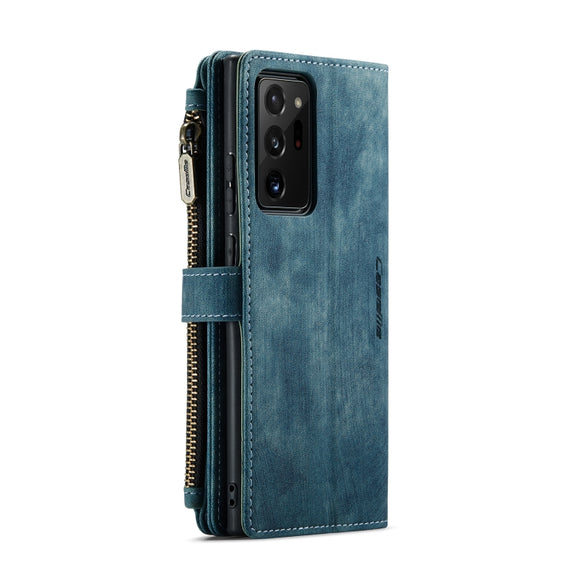 For Samsung Galaxy Note20 Ultra CaseMe-C30 PU + TPU Multifunctional Horizontal Flip Leather Case with Holder & Card Slot & Wallet & Zipper Pocket(Blue)