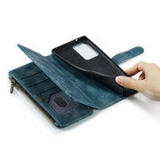 For Samsung Galaxy Note20 Ultra CaseMe-C30 PU + TPU Multifunctional Horizontal Flip Leather Case with Holder & Card Slot & Wallet & Zipper Pocket(Blue)
