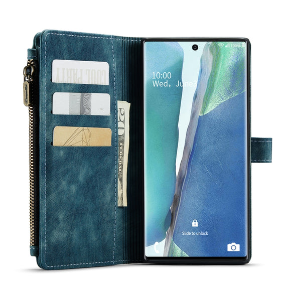 For Samsung Galaxy Note20 Ultra CaseMe-C30 PU + TPU Multifunctional Horizontal Flip Leather Case with Holder & Card Slot & Wallet & Zipper Pocket(Blue)
