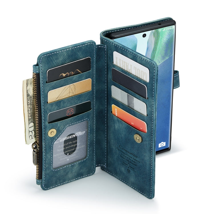 For Samsung Galaxy Note20 Ultra CaseMe-C30 PU + TPU Multifunctional Horizontal Flip Leather Case with Holder & Card Slot & Wallet & Zipper Pocket(Blue)