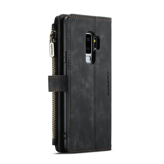 For Samsung Galaxy S9+ CaseMe-C30 PU + TPU Multifunctional Horizontal Flip Leather Case with Holder & Card Slot & Wallet & Zipper Pocket(Black)