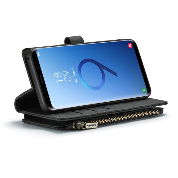 For Samsung Galaxy S9+ CaseMe-C30 PU + TPU Multifunctional Horizontal Flip Leather Case with Holder & Card Slot & Wallet & Zipper Pocket(Black)