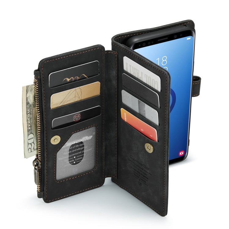 For Samsung Galaxy S9+ CaseMe-C30 PU + TPU Multifunctional Horizontal Flip Leather Case with Holder & Card Slot & Wallet & Zipper Pocket(Black)