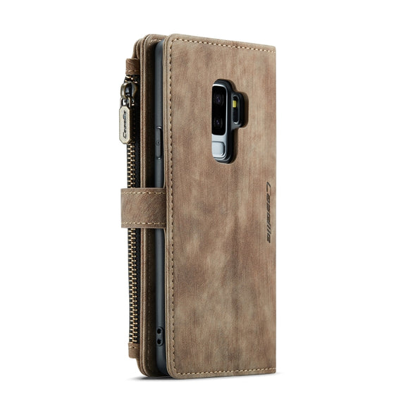 For Samsung Galaxy S9+ CaseMe-C30 PU + TPU Multifunctional Horizontal Flip Leather Case with Holder & Card Slot & Wallet & Zipper Pocket(Brown)