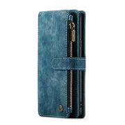 For Samsung Galaxy S9+ CaseMe-C30 PU + TPU Multifunctional Horizontal Flip Leather Case with Holder & Card Slot & Wallet & Zipper Pocket(Blue)