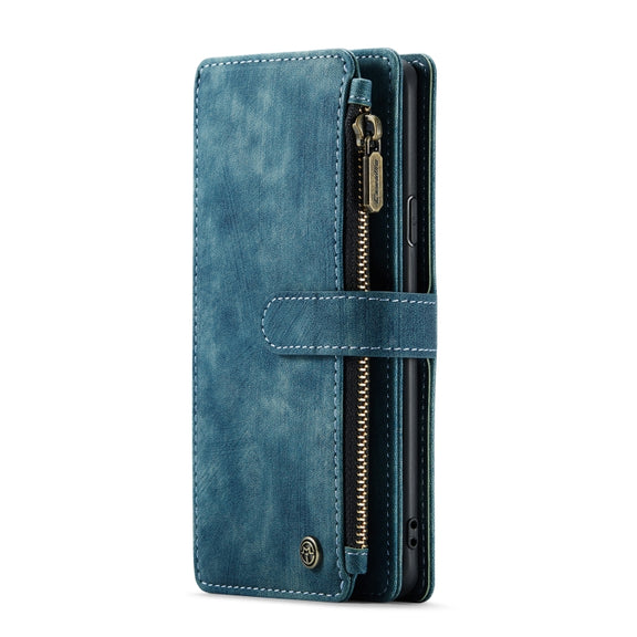 For Samsung Galaxy S9+ CaseMe-C30 PU + TPU Multifunctional Horizontal Flip Leather Case with Holder & Card Slot & Wallet & Zipper Pocket(Blue)