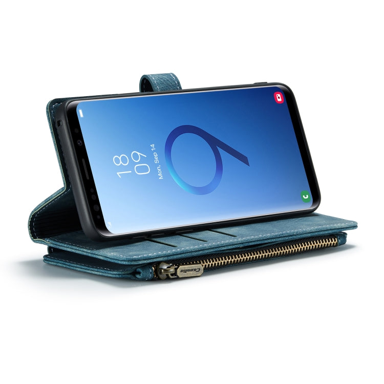 For Samsung Galaxy S9+ CaseMe-C30 PU + TPU Multifunctional Horizontal Flip Leather Case with Holder & Card Slot & Wallet & Zipper Pocket(Blue)