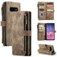 For Samsung Galaxy S10 CaseMe-C30 PU + TPU Multifunctional Horizontal Flip Leather Case with Holder & Card Slot & Wallet & Zipper Pocket(Brown) - free shipping - PMC Jewellery - Order now!