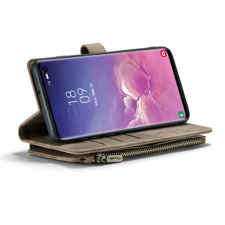 For Samsung Galaxy S10 CaseMe-C30 PU + TPU Multifunctional Horizontal Flip Leather Case with Holder & Card Slot & Wallet & Zipper Pocket(Brown) - free shipping - PMC Jewellery - Order now!