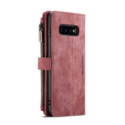 For Samsung Galaxy S10 CaseMe-C30 PU + TPU Multifunctional Horizontal Flip Leather Case with Holder & Card Slot & Wallet & Zipper Pocket(Red)