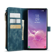 For Samsung Galaxy S10 CaseMe-C30 PU + TPU Multifunctional Horizontal Flip Leather Case with Holder & Card Slot & Wallet & Zipper Pocket(Blue)
