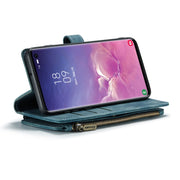 For Samsung Galaxy S10 CaseMe-C30 PU + TPU Multifunctional Horizontal Flip Leather Case with Holder & Card Slot & Wallet & Zipper Pocket(Blue)