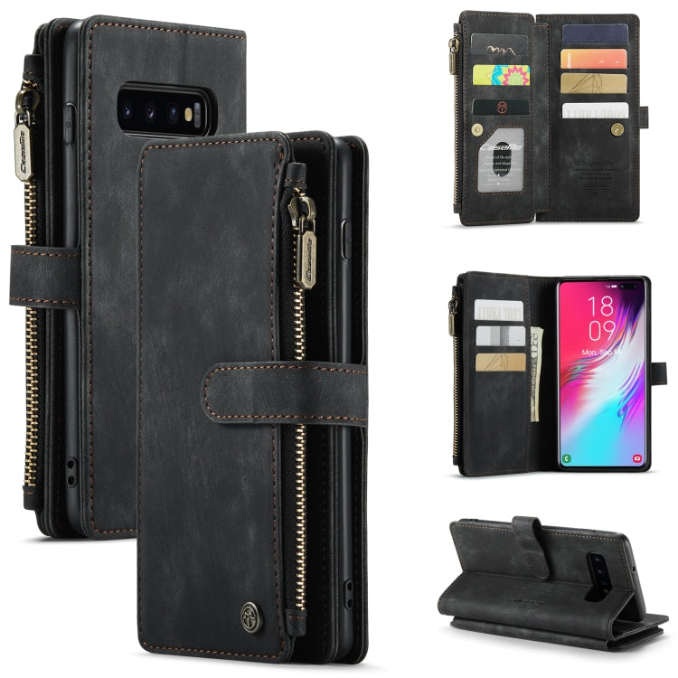 For Samsung Galaxy S10+ CaseMe-C30 PU + TPU Multifunctional Horizontal Flip Leather Case with Holder & Card Slot & Wallet & Zipper Pocket(Black) - free shipping - PMC Jewellery - Order now!