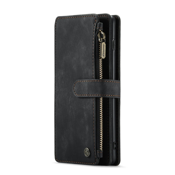 For Samsung Galaxy S10+ CaseMe-C30 PU + TPU Multifunctional Horizontal Flip Leather Case with Holder & Card Slot & Wallet & Zipper Pocket(Black)