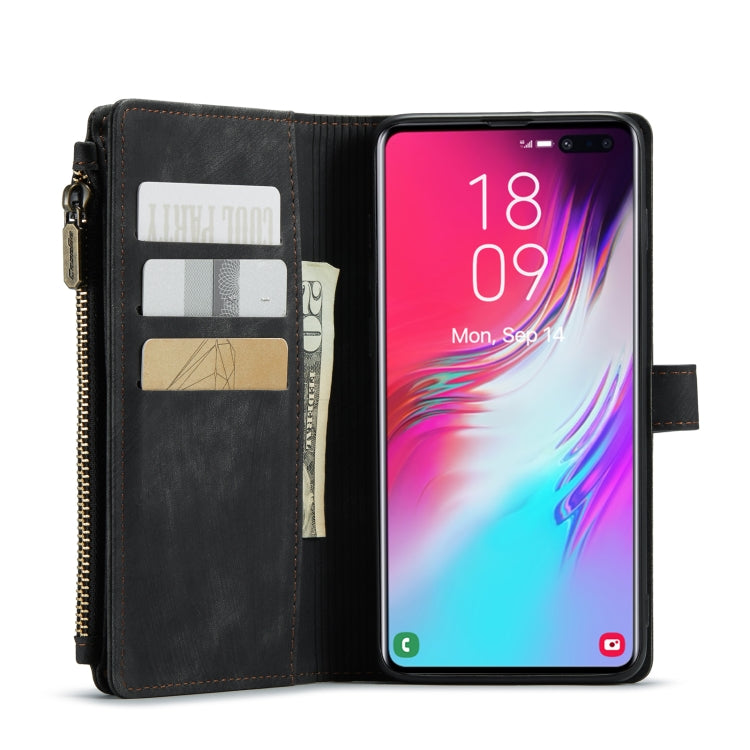 For Samsung Galaxy S10+ CaseMe-C30 PU + TPU Multifunctional Horizontal Flip Leather Case with Holder & Card Slot & Wallet & Zipper Pocket(Black)